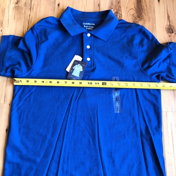 NEW CROFT & BARROW Easy Care Pique Polo Shirt Blue Small Men’s UNISEX - Picture 8 of 15